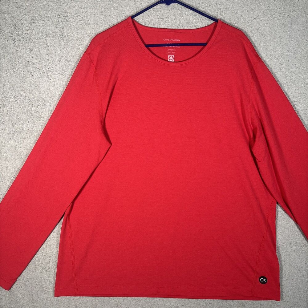 Outerknown H2OK Tee Shirt Men's Size 2XL Red Waffle Texture Base Layer‎ UPF 30+